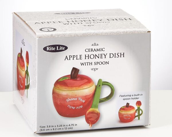 Ceramic Apple Honey Dish With Spoon - Image 3