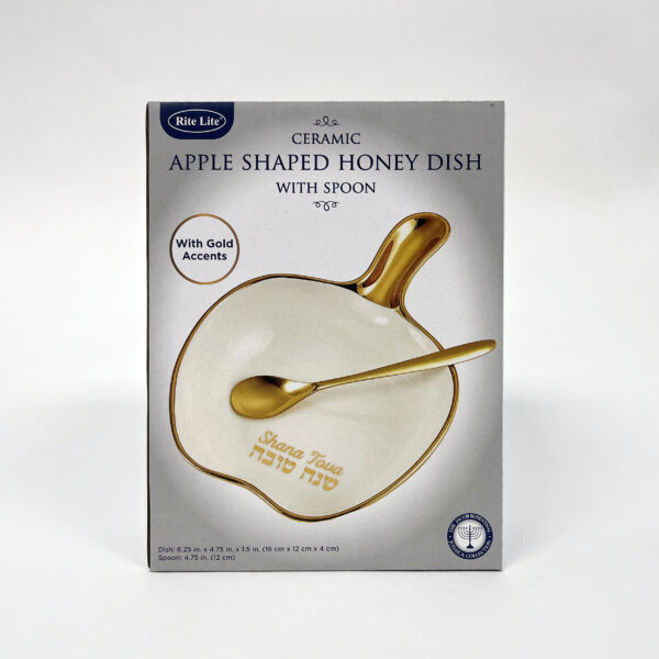 Apple Shaped Ceramic Honey Dish With Spoon - Image 3