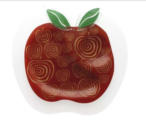 Apple Glass Plate with Section for Honey