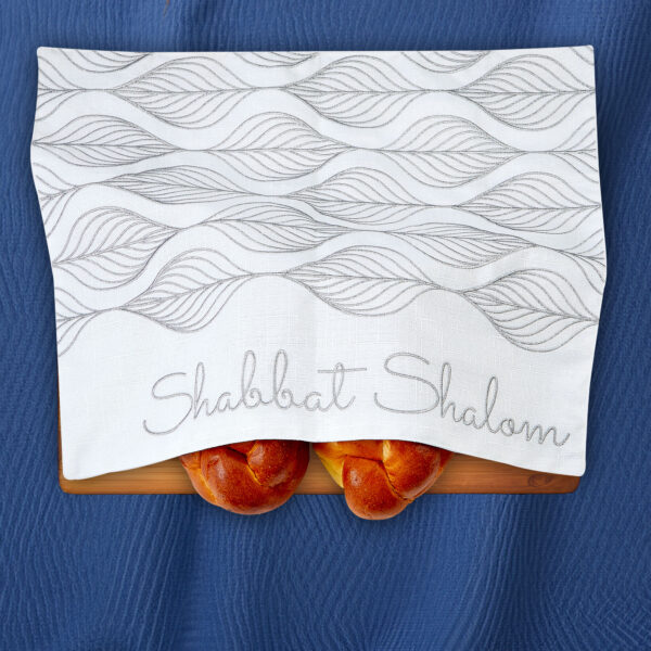 White & Silver Embroidered Challah Cover - Image 3