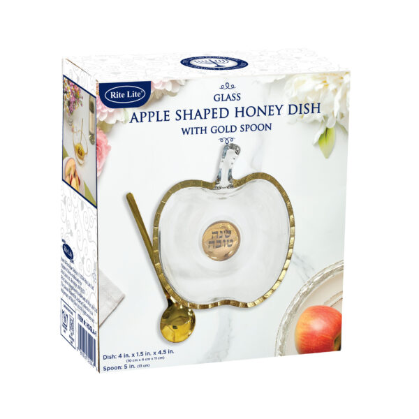 Apple Shaped Glass Honey Dish With Spoon - Image 3