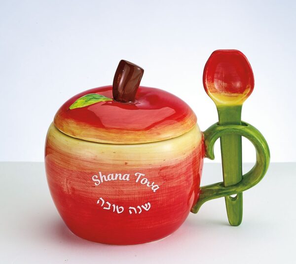 Ceramic Apple Honey Dish With Spoon
