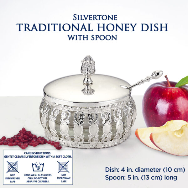 Silvertone Metal Traditional Honey Dish - Image 2