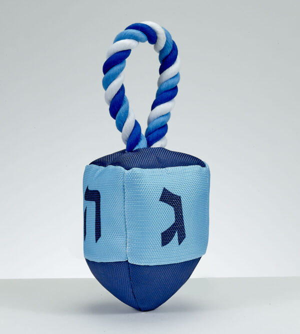 "Chewdaica"™ Oxford Dreidel Squeaky Dog Toy With Rope