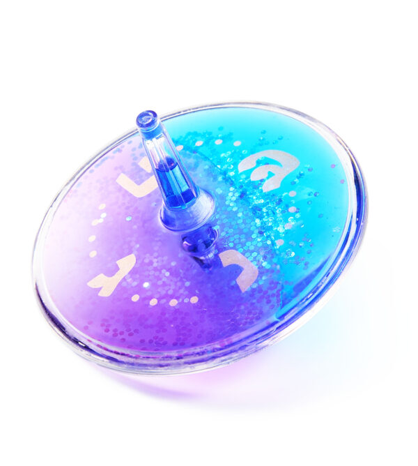"Lava" Dreidel, Blue & Purple, Gold Glitter